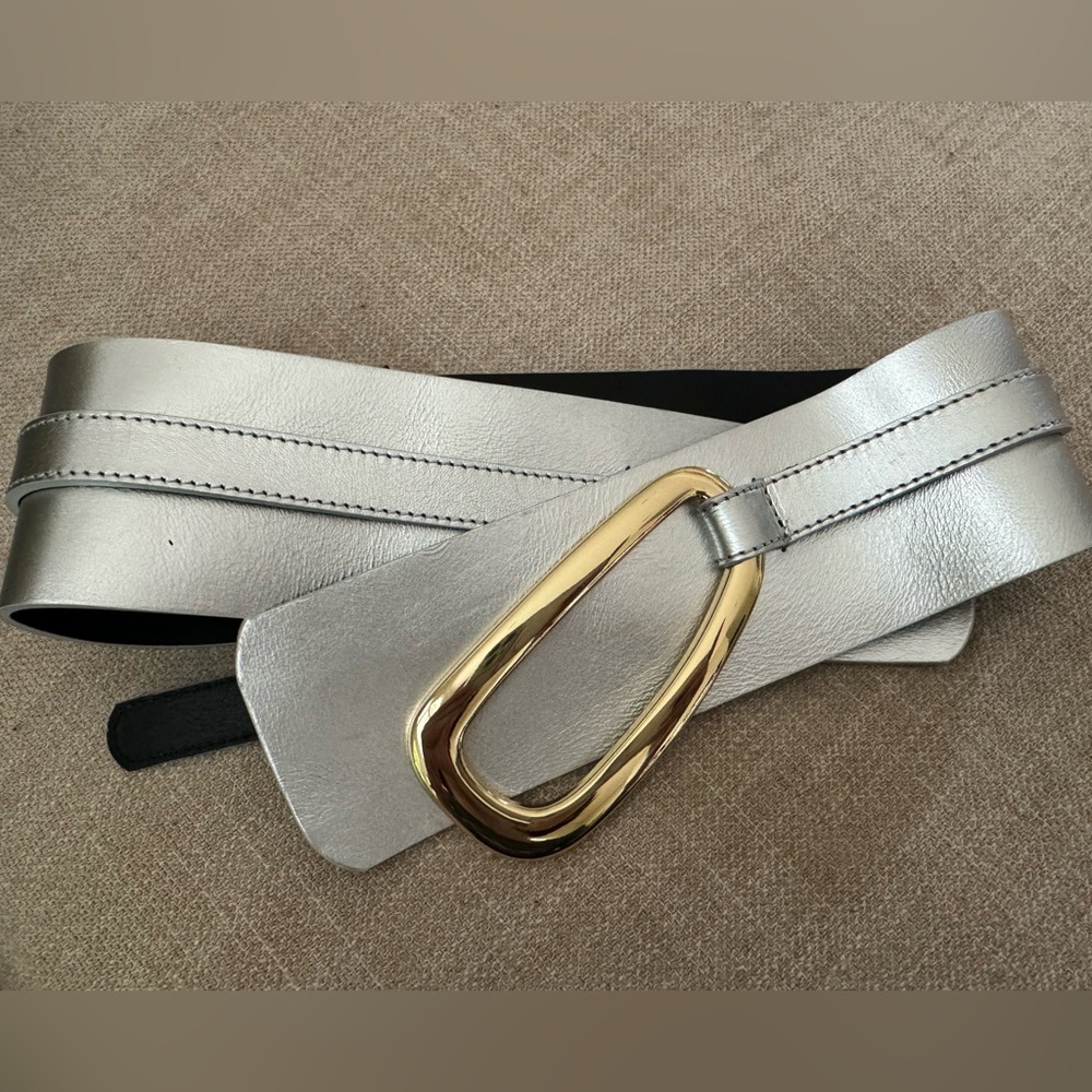 Zara Silver leather belt.  Size 85 / US size 32